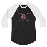 Russel County Warriors Wrestling 3/4 sleeve raglan shirt