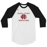 Russel County Warriors Wrestling 3/4 sleeve raglan shirt