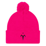 Black Tytan Logo Pom Pom Knit Cap