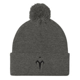 Black Tytan Logo Pom Pom Knit Cap