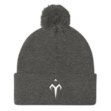 White Tytan Pom Pom Knit Cap