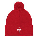 White Tytan Pom Pom Knit Cap