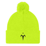 Black Tytan Logo Pom Pom Knit Cap