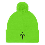 Black Tytan Logo Pom Pom Knit Cap