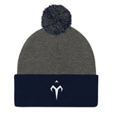 White Tytan Pom Pom Knit Cap