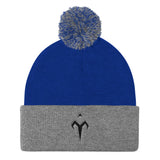 Black Tytan Logo Pom Pom Knit Cap