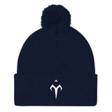 White Tytan Pom Pom Knit Cap
