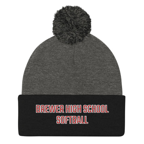 Brewer High School Softball Pom-Pom Beanie