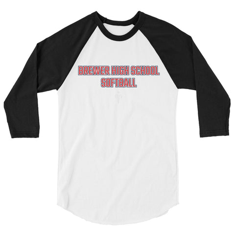 Brewer High School Softball 3/4 sleeve raglan shirt